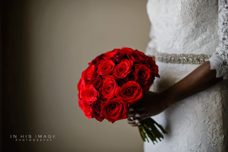 Bridal bouquet of red roses