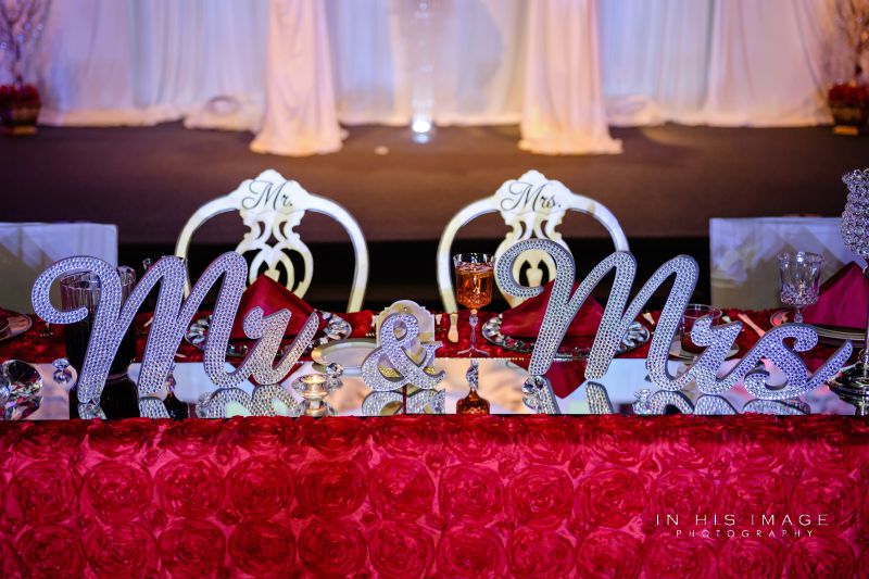 Wedding reception sweetheart table