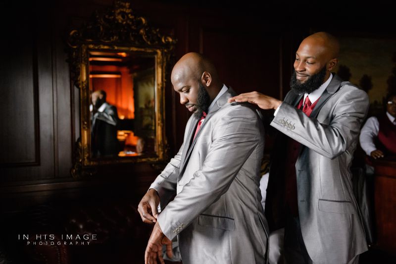 Groom Getting Ready at the Hall and Gardens at Landmark
