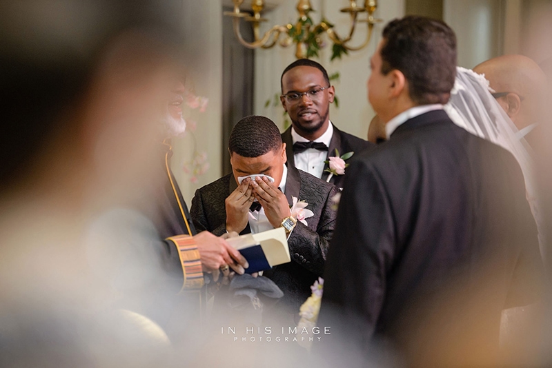 groom crying at his wedding