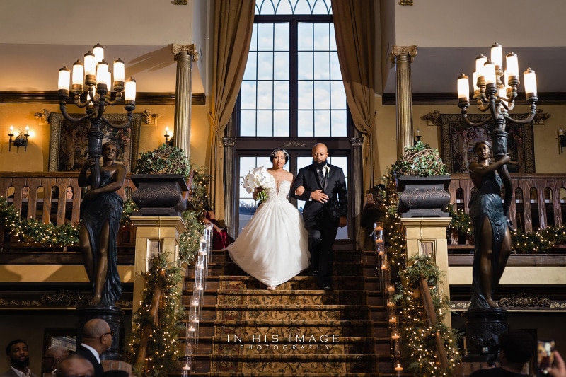 Barclay Villa wedding | bride on stairs