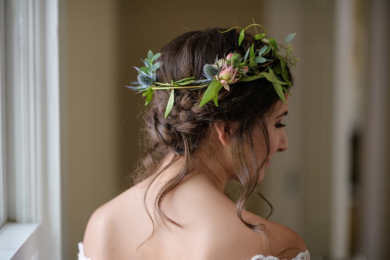 Old Lystra Inn Wedding | Inspiration | Bride's Floral Crown (Back)