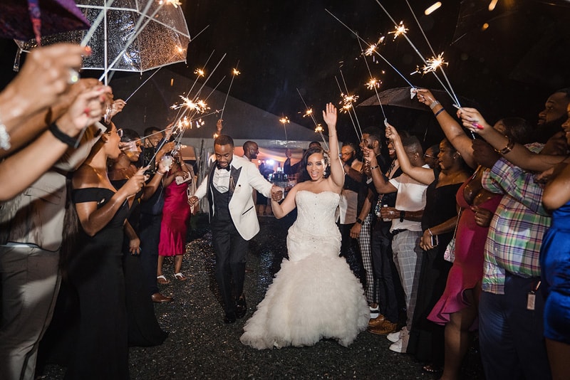 Champagne Manor wedding sparkler exit