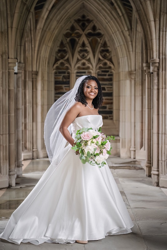 Duke Chapel wedding bride