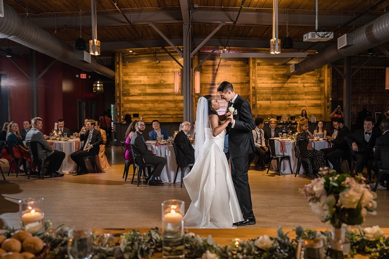 First dance during their wedding reception at The Rickhouse