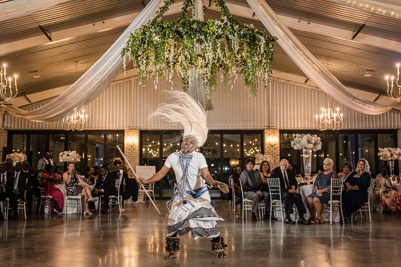 A Pinehill Pavilion dancer exhilarates wedding reception guests with their graceful moves.
