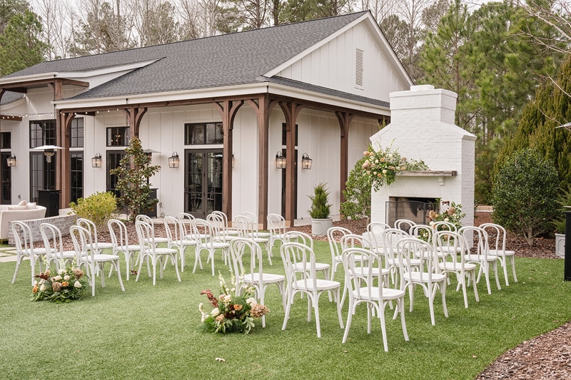 Ceremony white chairs at The Bradford Wedding Venue.