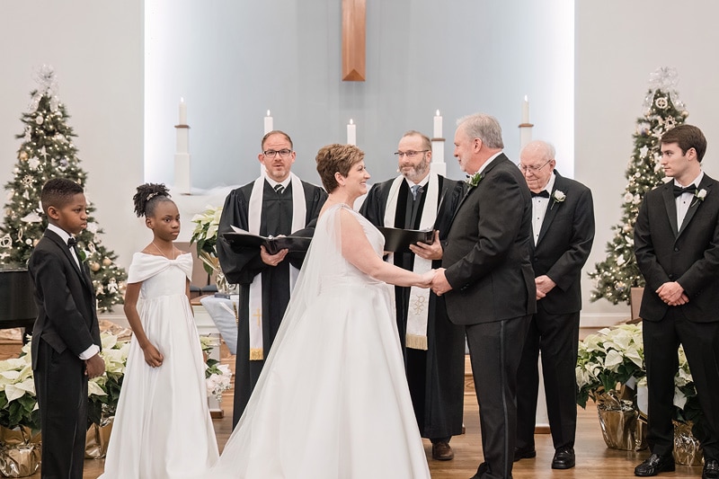 Brad and Shana exchange vows at Westminster Presbyterian Church Wedding.